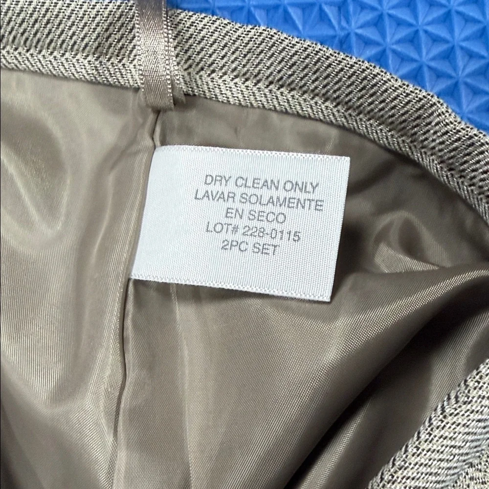 Worthington Sand Herringbone Pinstripe Blazer and Skirt Suit NWT - Picture 11 of 16